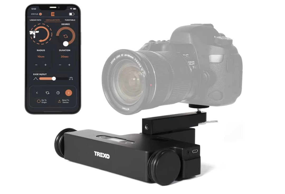 Trexo Wheels Image Processing Table Top Dolly Camera, Slider for Smartphones and DSLR Cameras, APP S