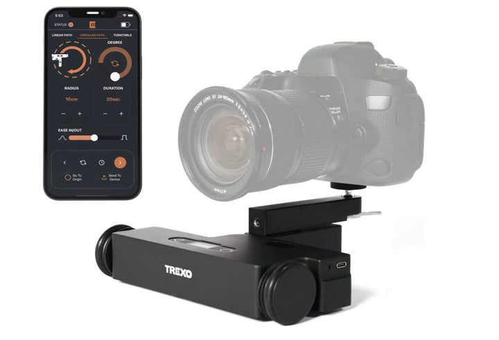 Trexo Wheels Image Processing Table Top Dolly Camera, Slider for Smartphones and DSLR Cameras, APP S