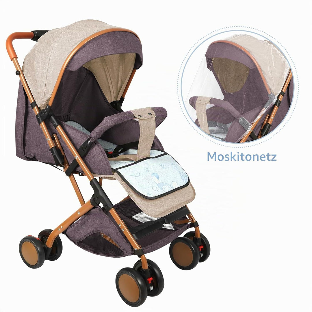 Ultrakompakter Kinderwagen von 0 bis 6 Jahren, Reisewagen mit 5-Punkt-Sicherheitsgurt, kompakt und n