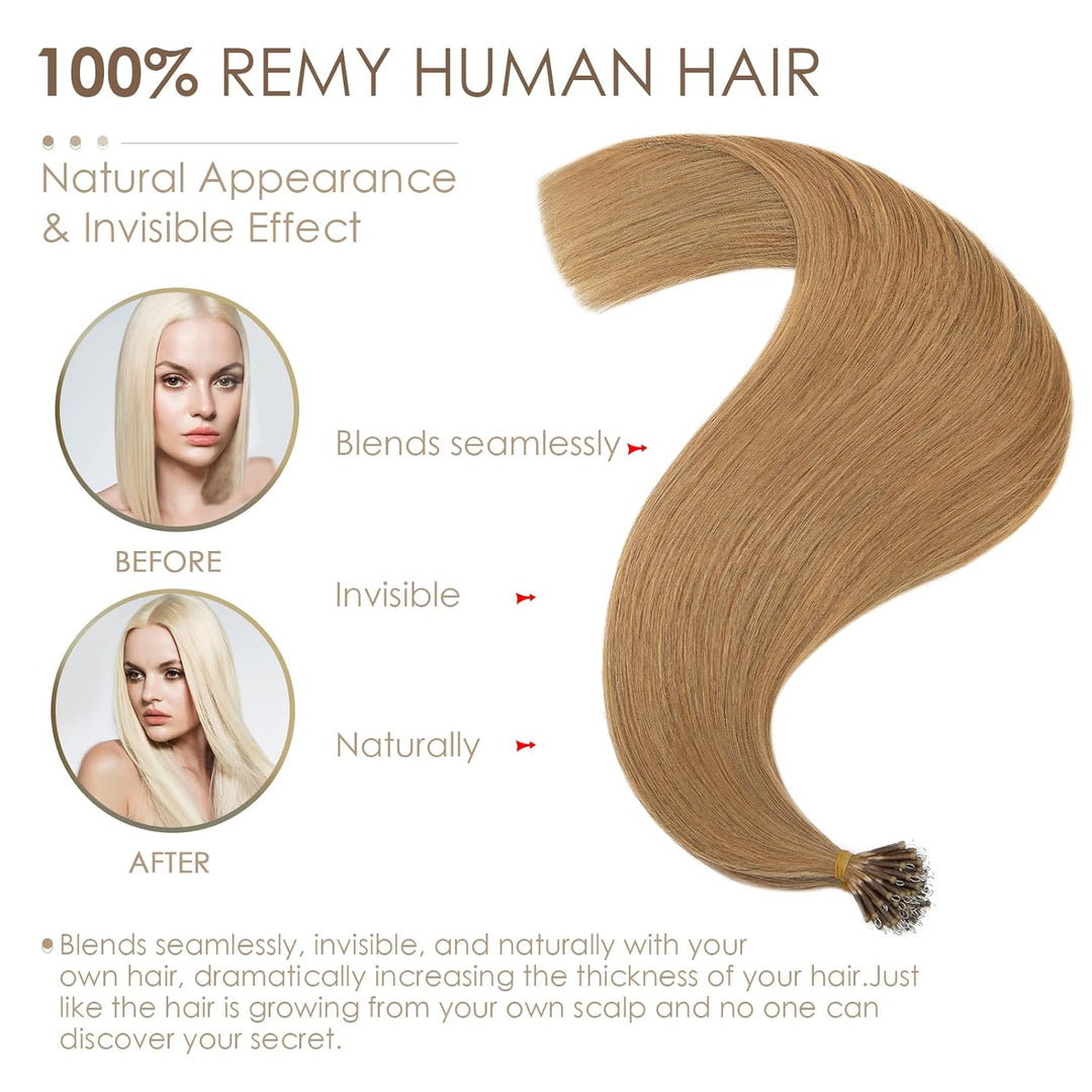 Nanoring Extensions Echthaar 1g Haarteile Echthaar Nano Haarverlängerung 7A Remy Hair Extensions 50