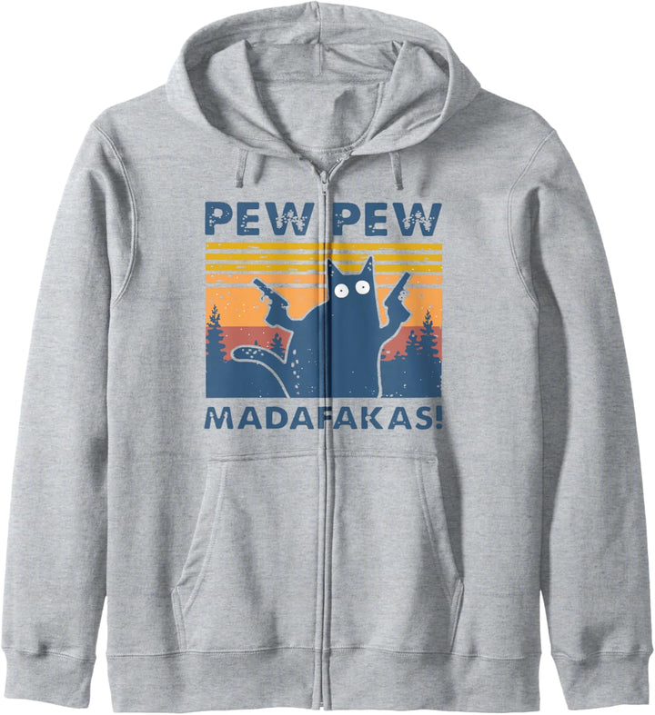 Cat Pew Pew Madafakas Vintage Crazy Cat Funny Kapuzenjacke