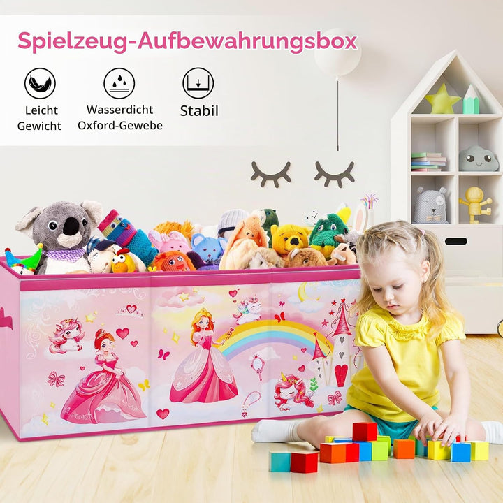 Extra Gross Aufbewahrungsbox mit Deckel Kinder, Zusammenklappbare Oxford-Spielzeugkiste mit Griff fü