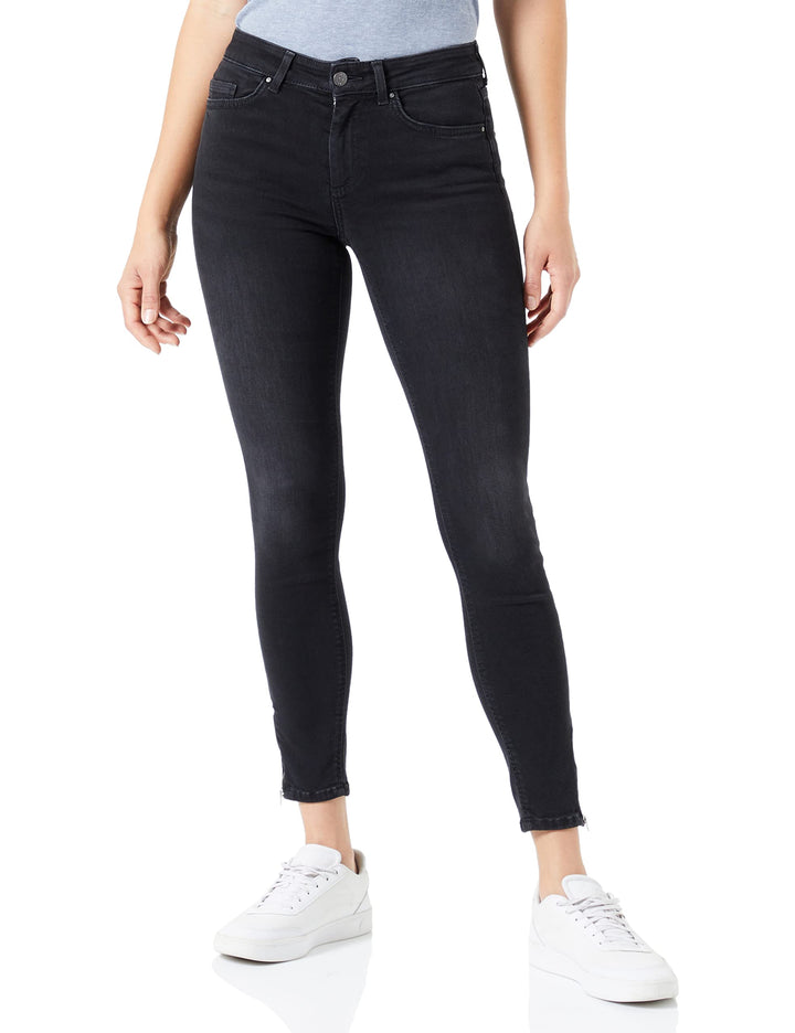 ONLY Damen Onlblush Mid Skinny Ankle Zip Dnm Box XS / 32L Schwarz, XS / 32L Schwarz