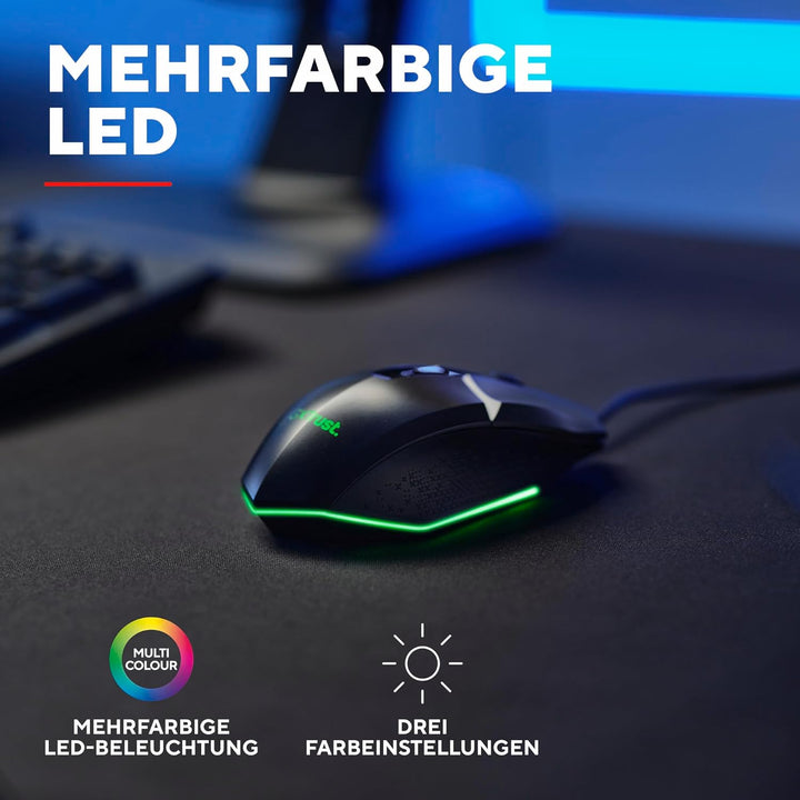 Trust Gaming GXT 109 Felox Gaming Maus mit 6 Programmierbare Tasten, Mehrfarbige LED-Beleuchtung, 20