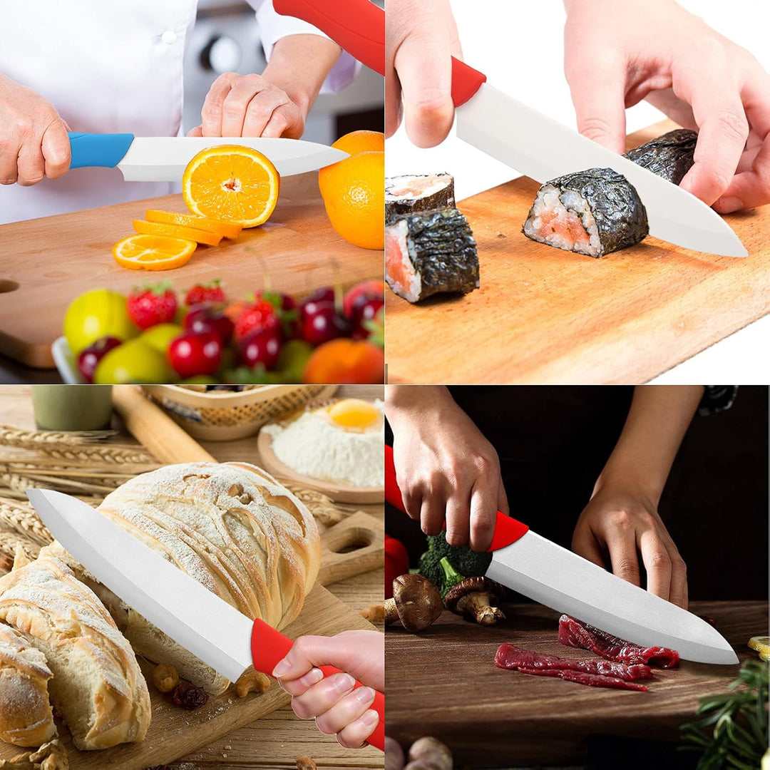 Ballery Keramikmesser Set, Kochmesser Sets mit 4 Keramikmesser und 1 Sparschäler mit Ergonomischem G