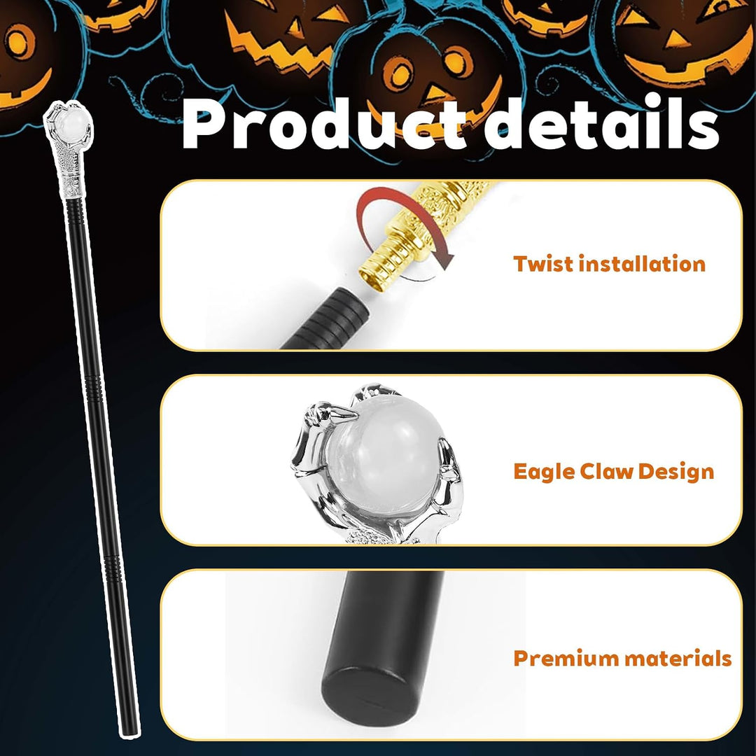 2 Stück Stab Gold &amp; Silber LED Leuchtend Halloween Zauberstab