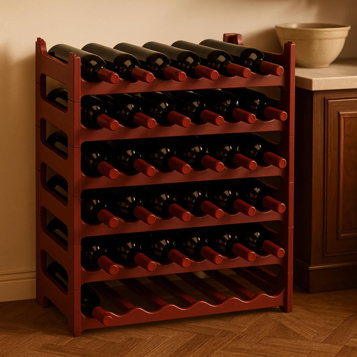 BURI Weinregal Kunststoff Braun für 36 Flaschen stapelbar 36 Flaschen Braun, 36 Flaschen Braun
