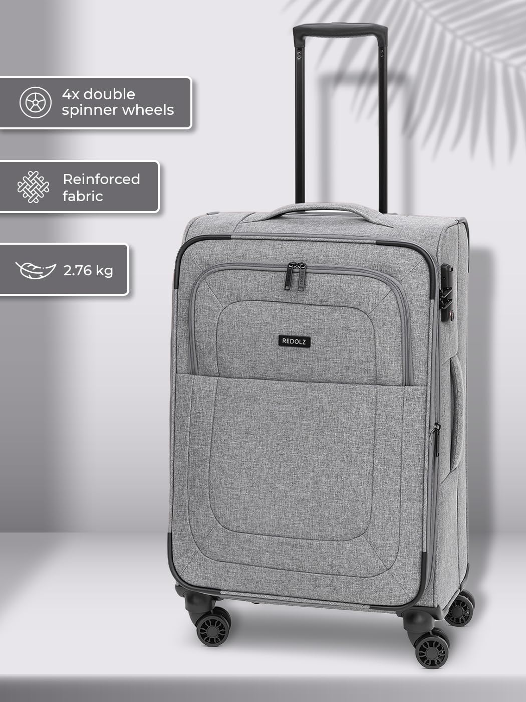 REDOLZ MEDIUM Weichschalen Koffer für Männer & Frauen | Leichter Trolley 67 cm mit 4 Doppelrollen &