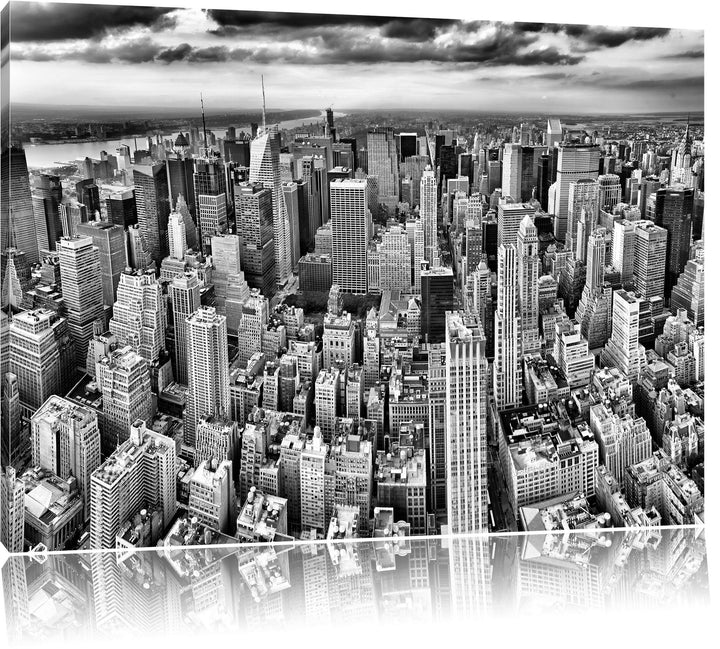 Pixxprint New York Skyline and als Leinwandbild/Grösse: 100x70 cm/Wandbild/Kunstdruck/fertig bespann