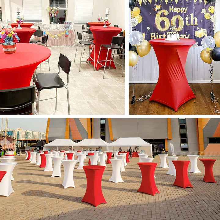 3 Stück Rot Stehtisch Hussen Stehtische, Stehtischhusse für Ø 80-85 cm Stehtische und Bistrotische,