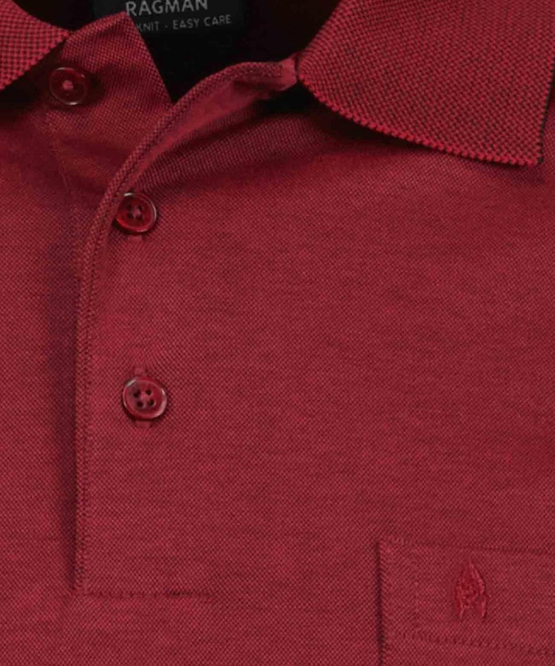 RAGMAN Herren Softknit-Polo mit Brusttasche, Langarm S Rot-060, S Rot-060
