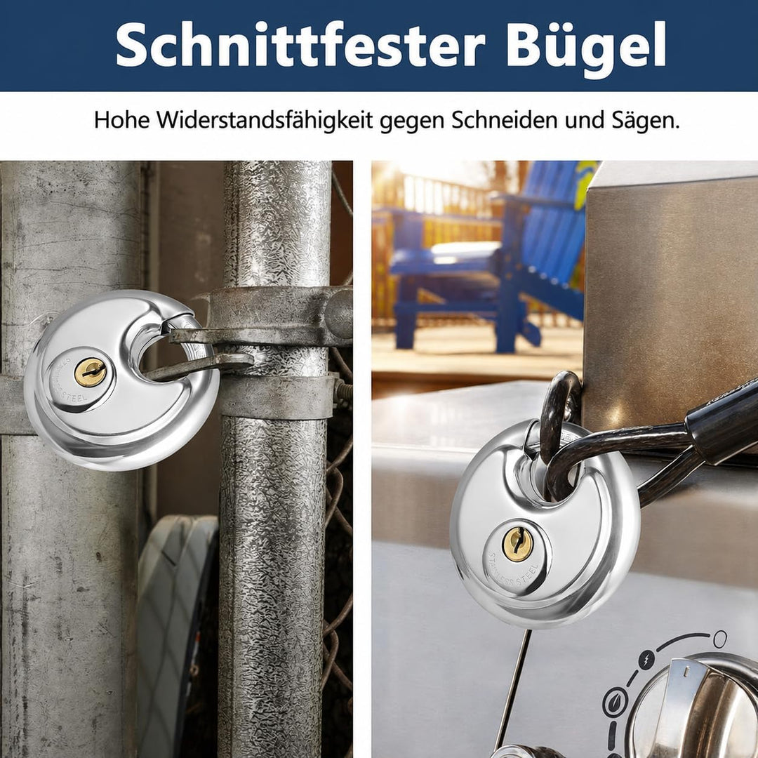6 Stück gleichschliessende Diskus, Vorhängeschlösser aus Edelstahl, Wasserdichte Sicherheitsschlösse