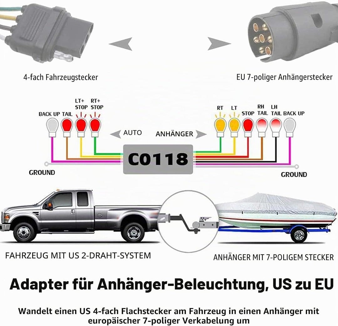 Anhänger Stecker Anhängerstecker Lichtkonverter Stecker Adapter Konverter Anhängerkupplungen Elektro