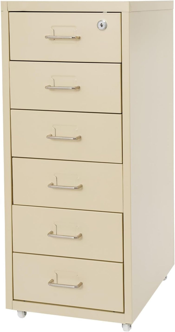 Aktenschrank, Rollcontainer mit 6 Stock Schubladen, Metallschrank Aktenschrank Abschliessbar, Bürosc