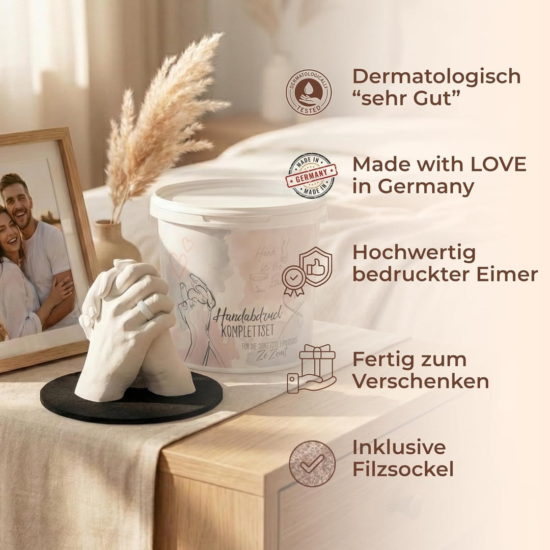 3D Handabdruck Set für Paare Hochwertiges Gipsabdruckset Hände Jahrestag Geschenk für Ihn und Sie, P