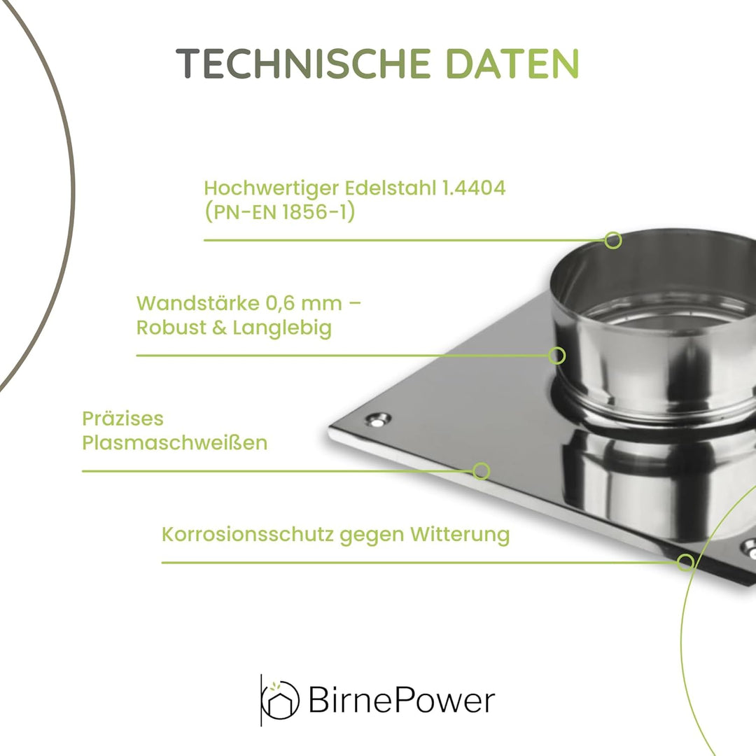 BirnePower Edelstahl Ofenrohr Kaminrohr Abgaselemente: Rohr Bogen Ofenknie T-Stück Regenhaube Rauchr