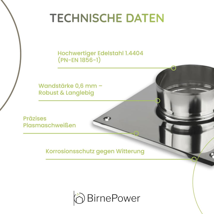 BirnePower Edelstahl Ofenrohr Kaminrohr Abgaselemente: Rohr Bogen Ofenknie T-Stück Regenhaube Rauchr