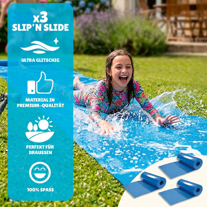 Offizielle dreifache riesige Wasserrutschmatte XXXXXL | 30 Meter Wasserrutsche | Premium Qualität |