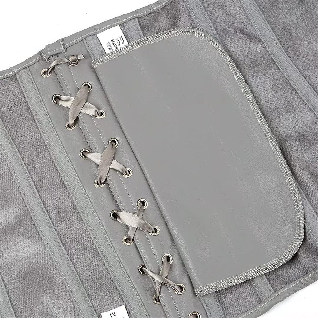 Josamogre Leder Korsett Top Damen Corsage Reissverschluss Sexy M Silver, M Silver