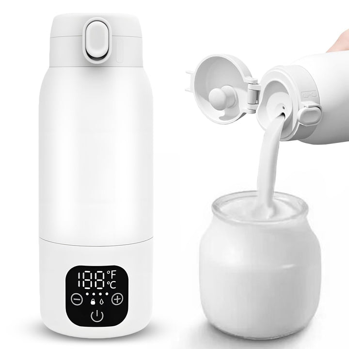 Tragbarer Flaschenwärmer Baby Unterwegs, Akku Thermoskanne 500ml, 35-70 °C Einstellbar, Mobiler Milc