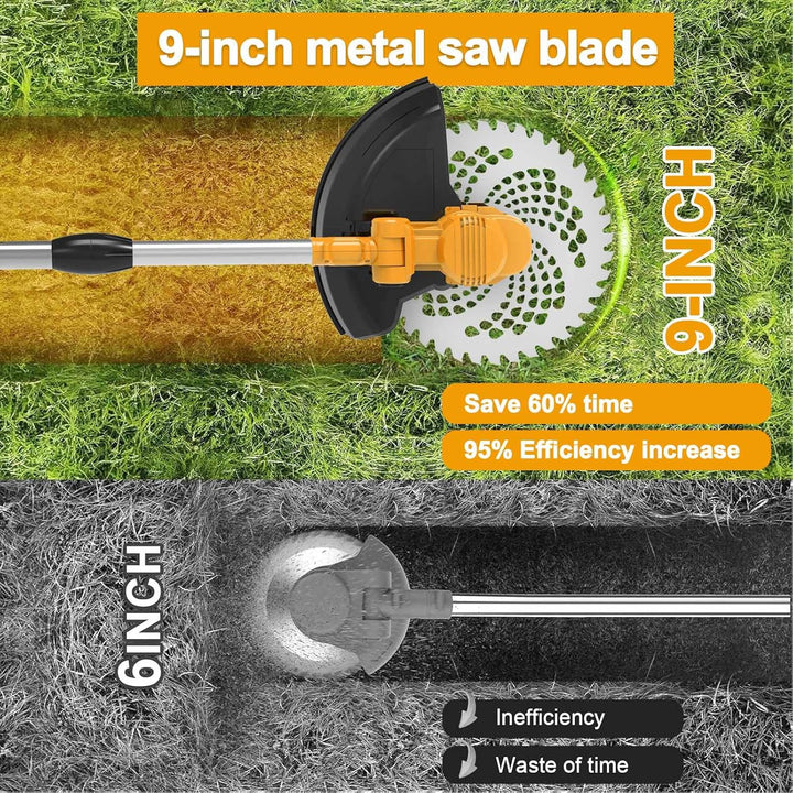 Rasentrimmer mit Akku und Unkrautbürste, Akku Rasentrimmer für Makita-Akkus mit 4 Klingentypen und 2