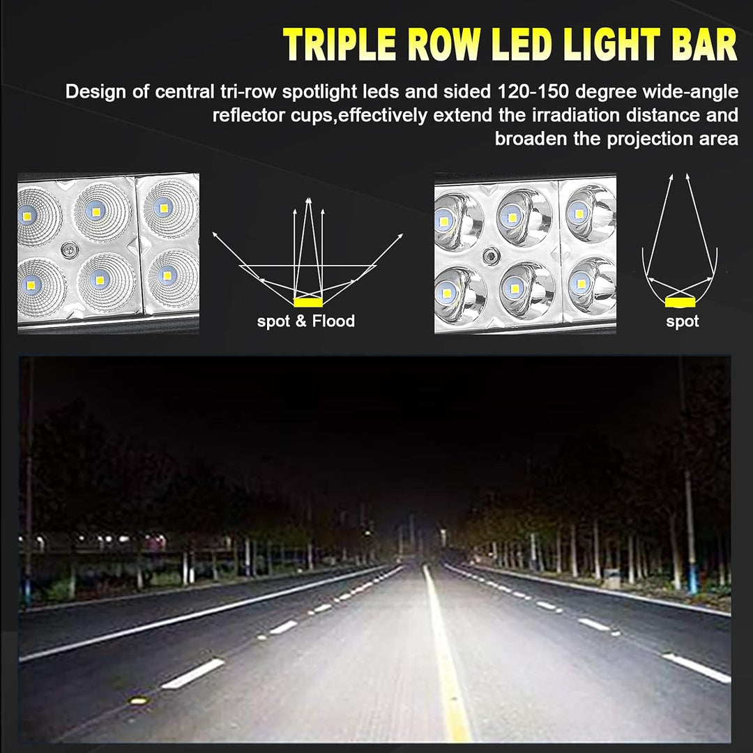 RIGIDON Gebogene led lampe, Led lichtleiste kfz mit 12v kabelbaum kit, 22 Zoll 55cm 120W offroad bel