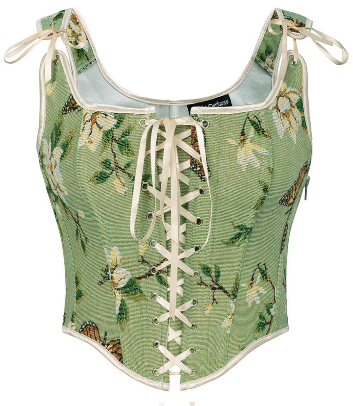 SCARLET DARKNESS Corset Tops for Women Renaissance Lace Up Floral Overbust Boned Bustier Bodice 6 Gr