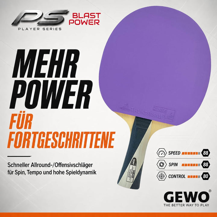 GEWO PS Blast Power Tischtennisschläger - ITTF genehmigter Profi-Tischtennisschläger, Allroundschläg