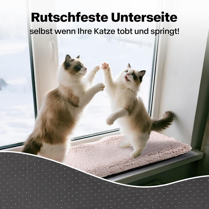 Pet Prime Katzen Fensterliege – Katzenbett Flauschig Fensterbank Liegeplatz mit Rutschfester Unterse