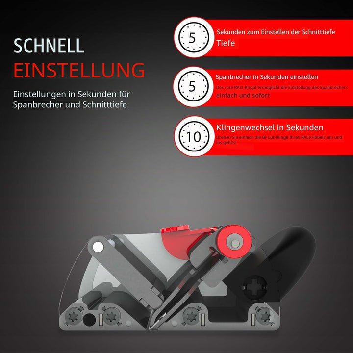 Hobel RALI 105 EVO B: Einhandhobel ohne Nachschärfen | Handhobel für Tischler | Einfache Einstellung