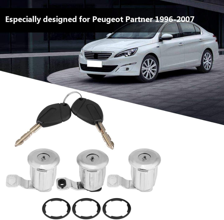 252522 Autotürschloss Barrel Set mit Schlüssel Ersatz für Peugeot Partner Citroen Berlingo Xsara(#1)