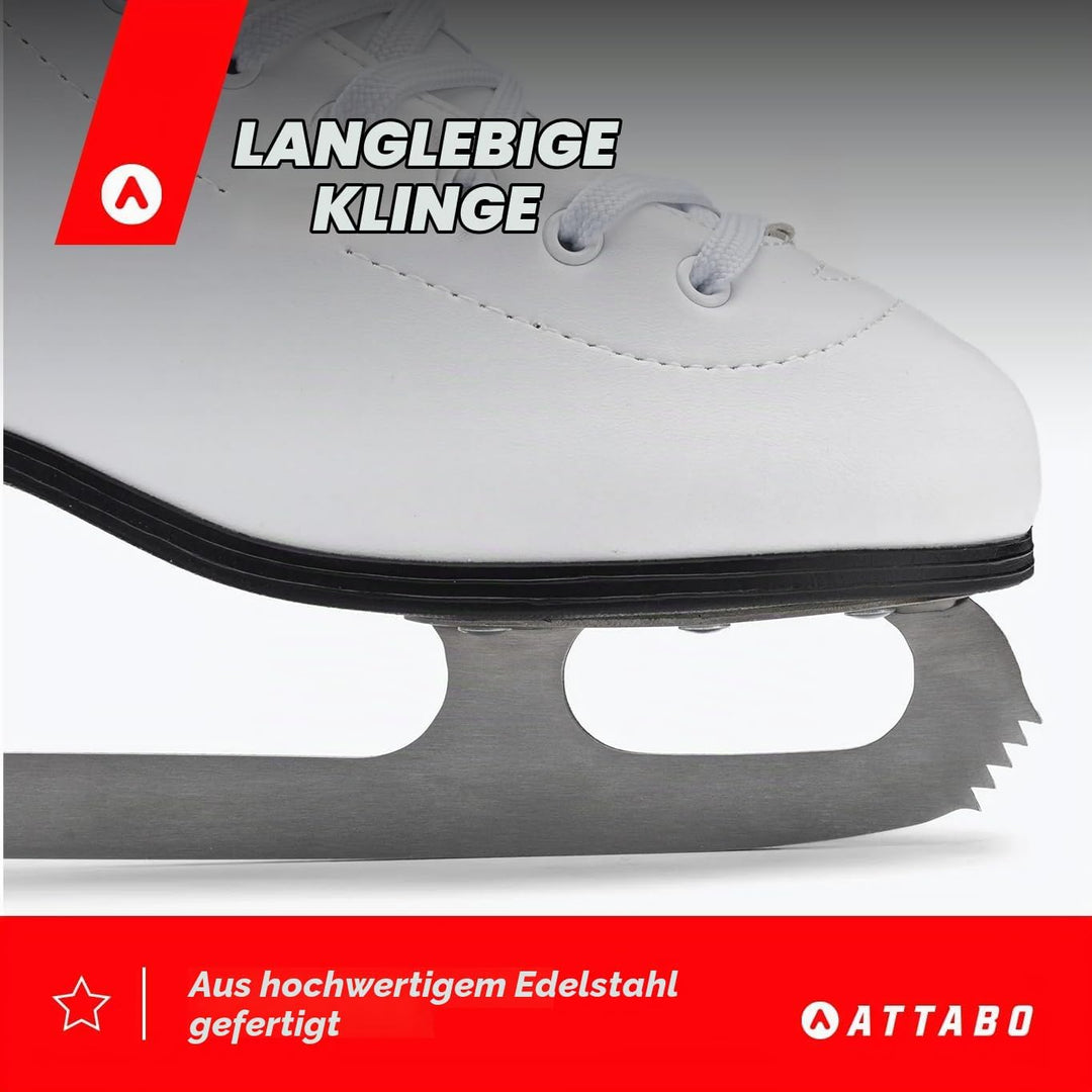 ATTABO Eiskunstlauf Schlittschuhe Kinder | Kufe aus Edelstahl, Klassische Schnürung, Verstärkte Hake