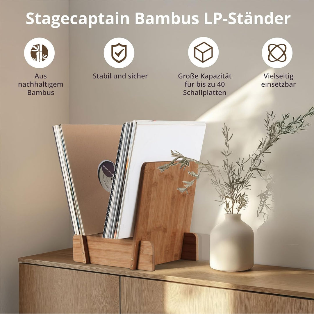 Stagecaptain LPSB-40 Bambus LP-Ständer Regal - Aufbewahrungs-Box für Vinyl-Schallplatten und mehr -