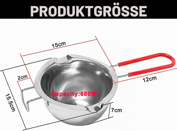 680ml Schmelztopf Schmelzschale - Schmelzschale mit 2 Ausgüssen - Hochwertige Rostfreier Edelstahl-f