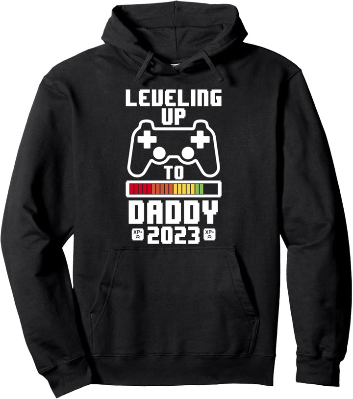 Mens Vintage Bald Papa - Leveling Up zum Papa 2023 Gamer Pullover Hoodie