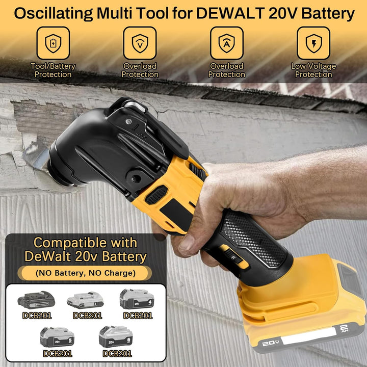 Oszillationswerkzeug Akku Multifunktionswerkzeug Kompatibel mit Dewalt 20V Akku, 6 Einstellbare Gesc
