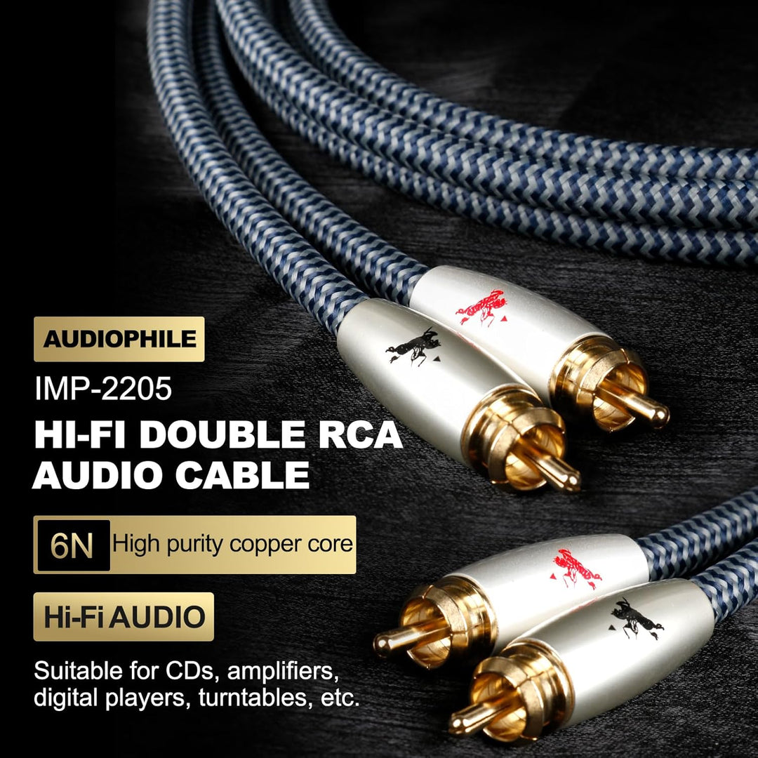 Impeto Chinch Kabel, 6N OFC Cinch RCA Kabel 2x Cinch Stecker zu 2x Cinch Stecker Audiokabel RCA Kabe
