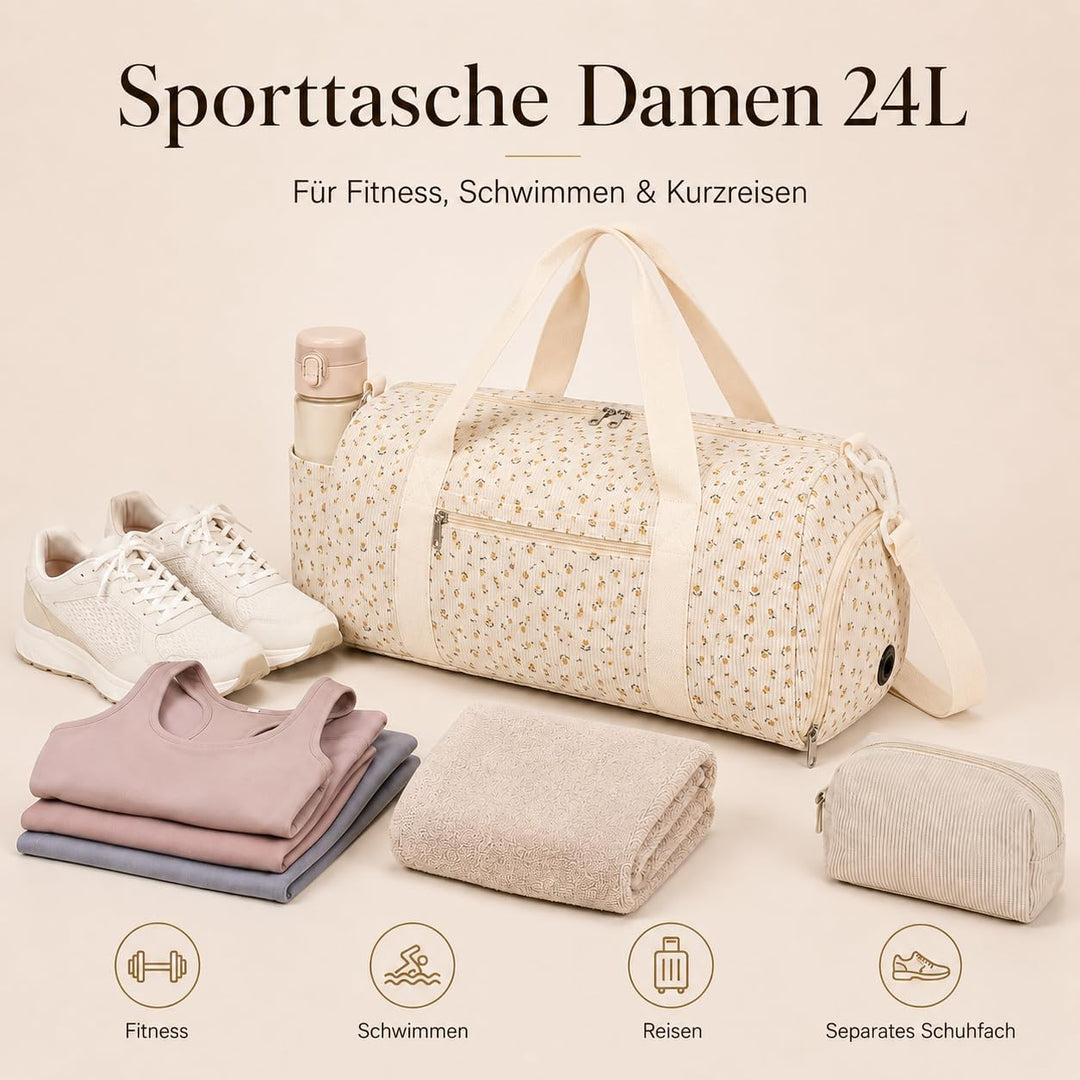 LOIDOU Sporttasche Reisetasche Damen Fitnesstasche mit grossem Schuhfach Nassfach Sport Travel Bag T