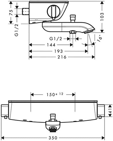 hansgrohe Ecostat Select Aufputz Wannenthermostat, für 2 Funktionen ohne Adapter zur Renovation, Chr