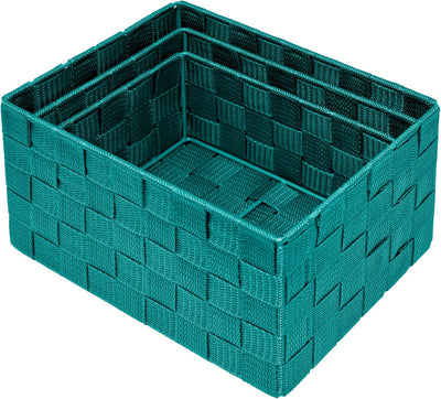 Lashuma Badkörbe 3er Set, Box Grössen: 24x18x14 cm, 21x16x12 cm und 19x14x10 cm, Offene Regalkörbe F