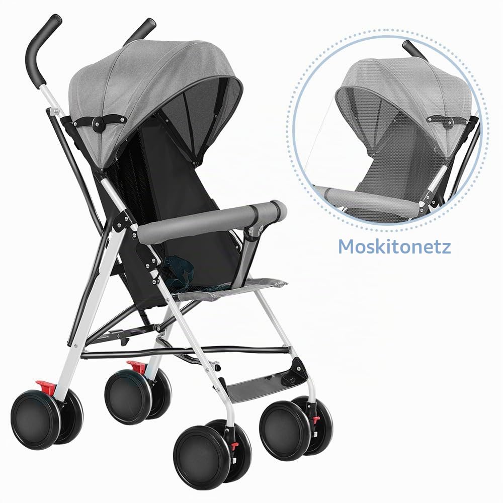 MUL-BOUTIQU Kinderwagen, Liegebuggy,Federleichter Reisebuggy 4.5 kg, Drehbare Vorderräder, für Kinde