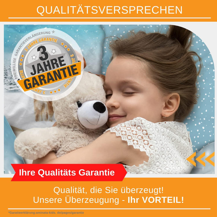 Aminata kids Biber Bettwäsche 135 x 200 Kinder Pferde-Motiv Mädchen Flanell Baumwolle, Reissverschlu