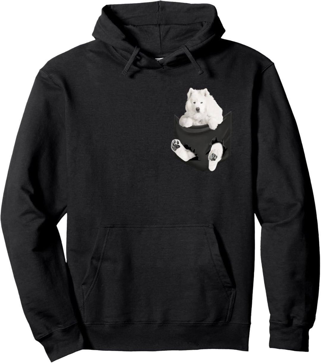 Samojede-Hund in der Tasche, sammy puppy peeking Pullover Hoodie
