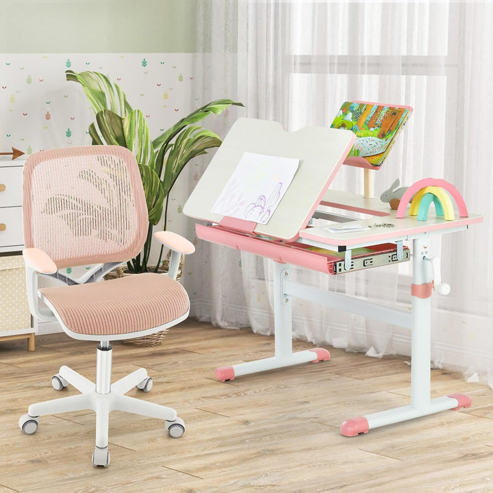FANTASK Ergonomischer Schreibtischstuhl Kinder, Höhenverstellbar 43-55cm, 360° Drehstuhl mit Rückenl