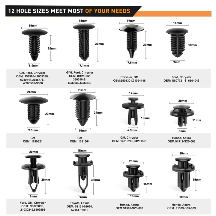 GOOACC 700 Stück Auto Push Retainer Clips Auto Fasteners Sortiment 30 Grössen Nylon Stossstange Fend