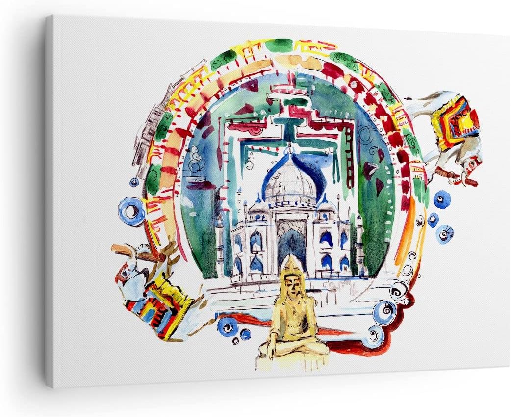 Bilder auf Leinwand Elefanten Indien Religion Kultur Leinwandbild 70x50cm Wandbilder Dekoration Wohn