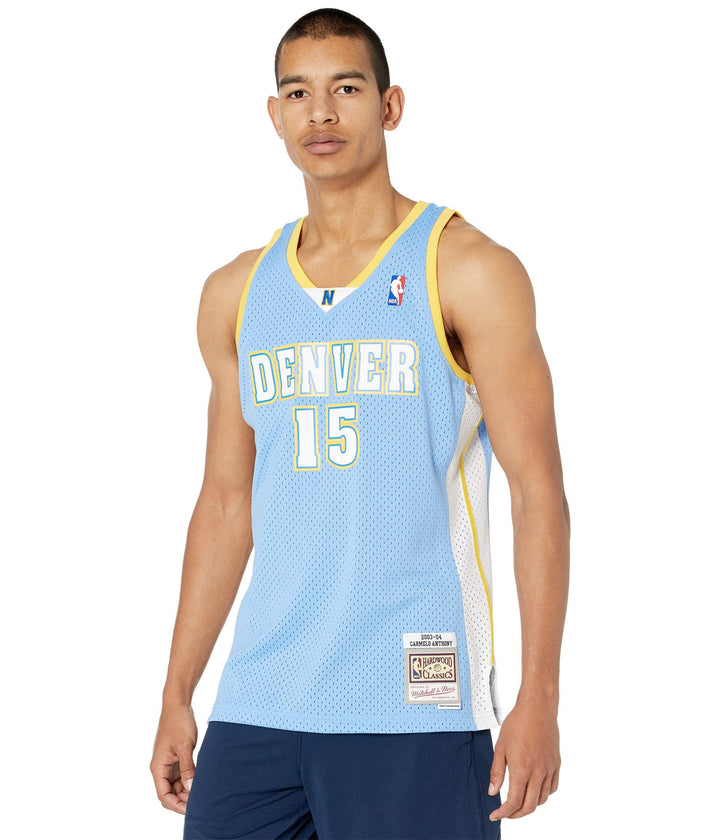 Mitchell & Ness NBA Denver Nuggets Carmelo Anthony Trikot Herren S Hellblau / Gelb, S Hellblau / Gel