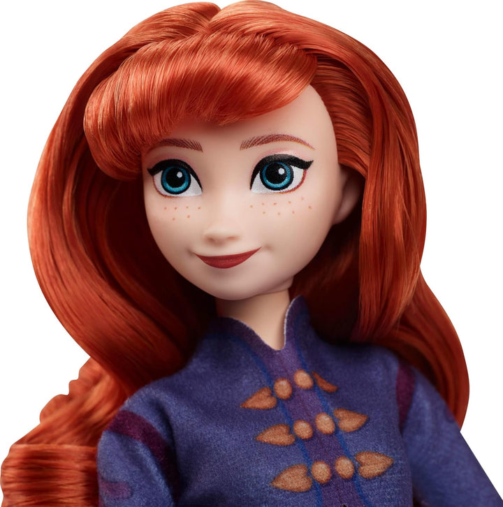 Disney Die Eiskönigin Anna-Modepuppe mit Zubehör, Eisläuferin-Look mit abnehmbarem Kleid und abnehmb