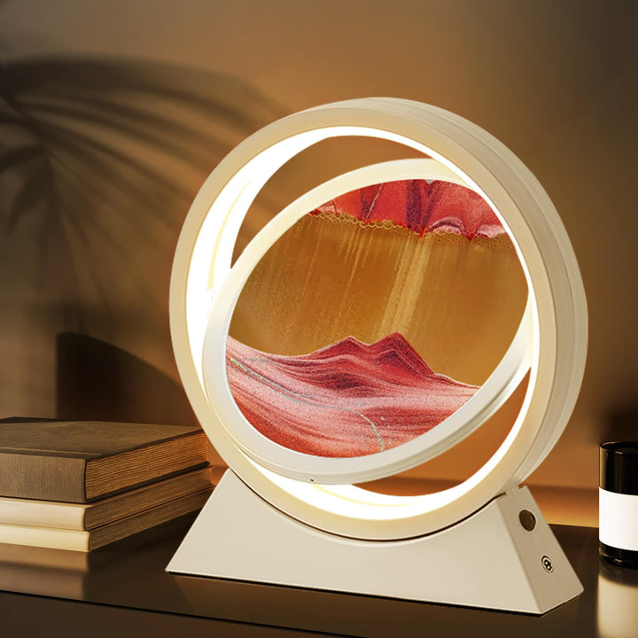 Ulikey Sandbilder Zum Drehen, 3D Dynamische Sandbild mit Led Licht, 10 Zoll Bewegende Sandkunst, Fli