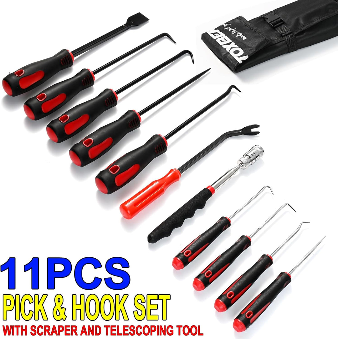 11x Haken und Pickel Set O-Ring Dichtung Demontage W/Schaber Teleskopwerkzeug Stahlschaft Schaber Sc